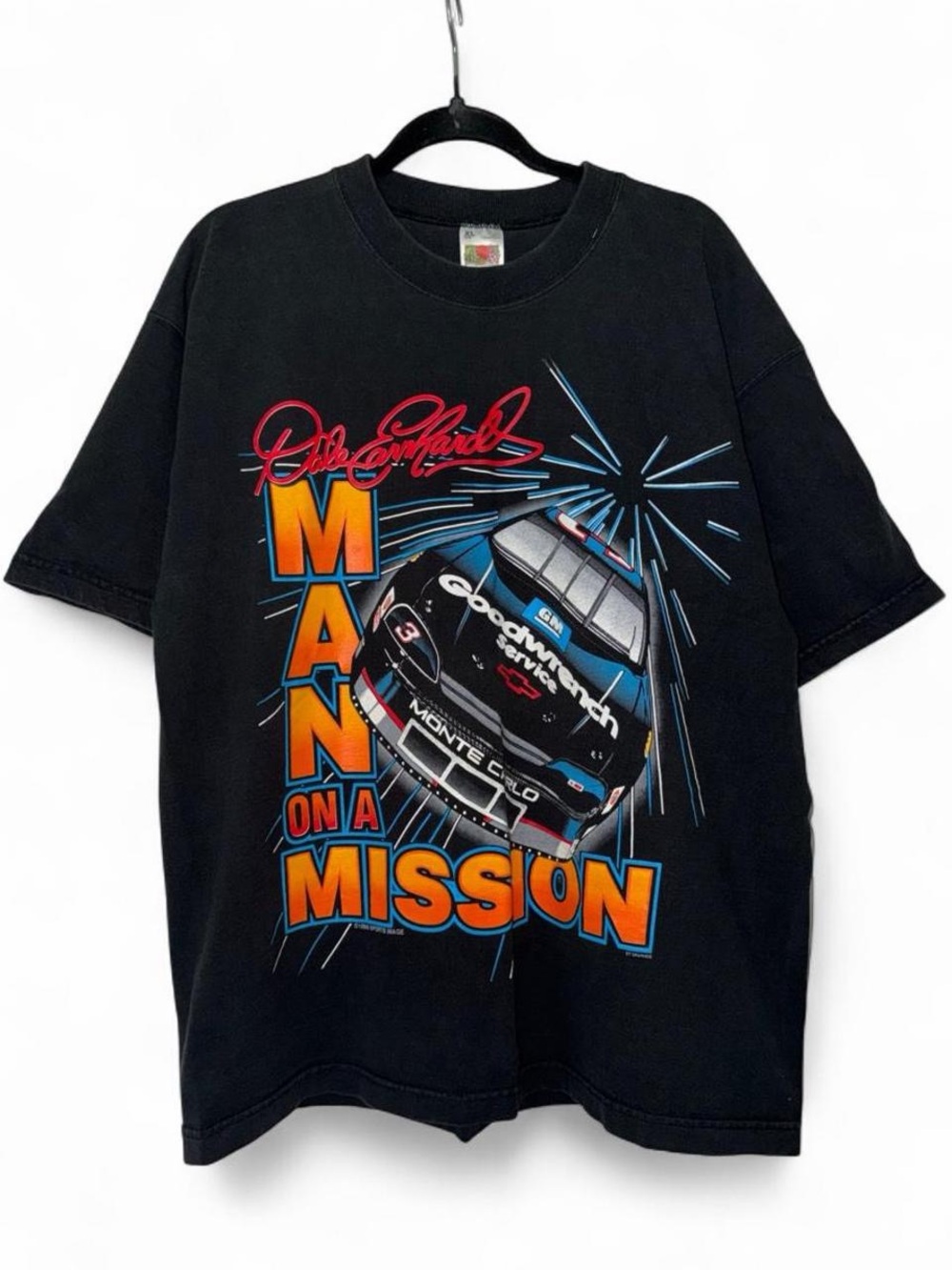 Vintage 90s NASCAR Dale Earnhardt “Man on a Mission” Racing AOP T-Shirt size L